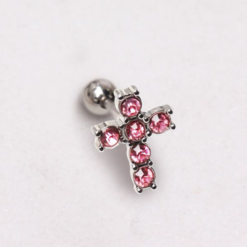 316L Surgical Steel Multi CZ Cross Stud Cartilage Earring