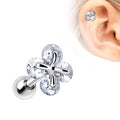 CZ Quatrefoil Cartilage Earring | Clover Stud | 316L Surgical Steel